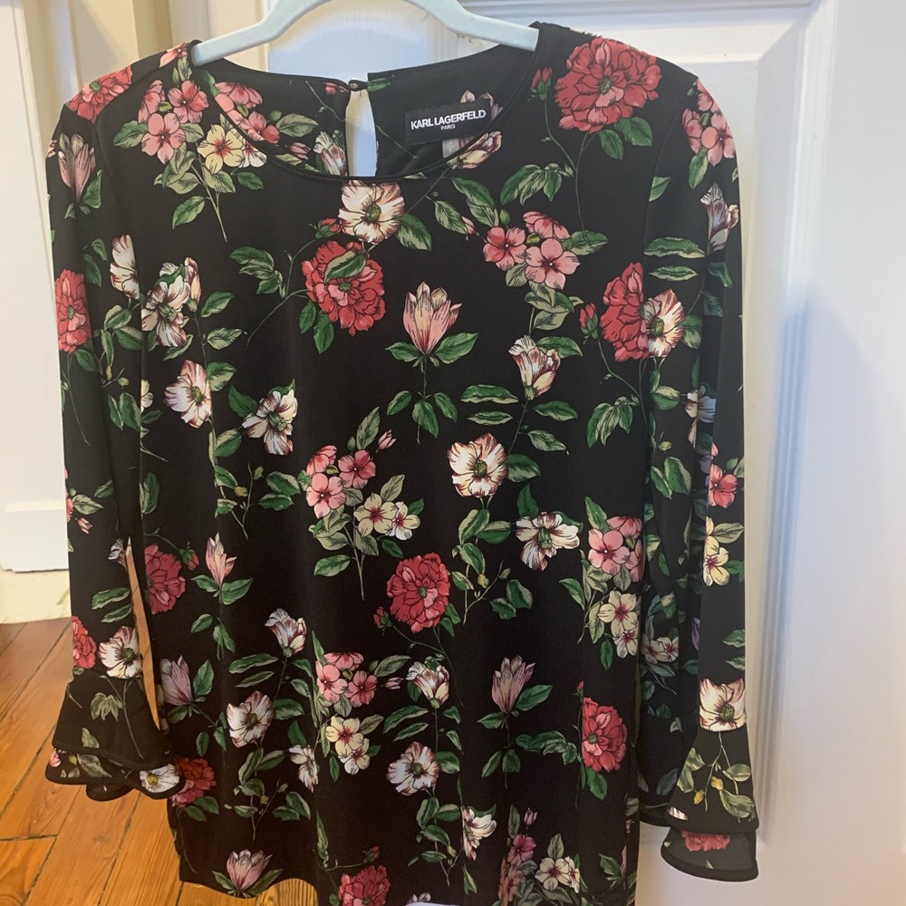 Karl Lagerfeld floral blouse. Luxuriously soft and whimsical.